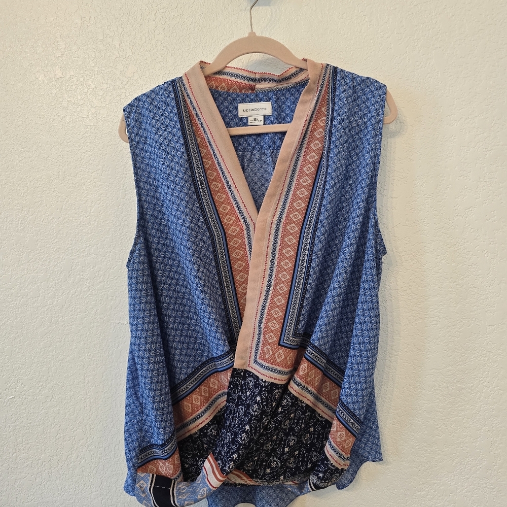 Womens Blue Patterned Blouse - image 1
